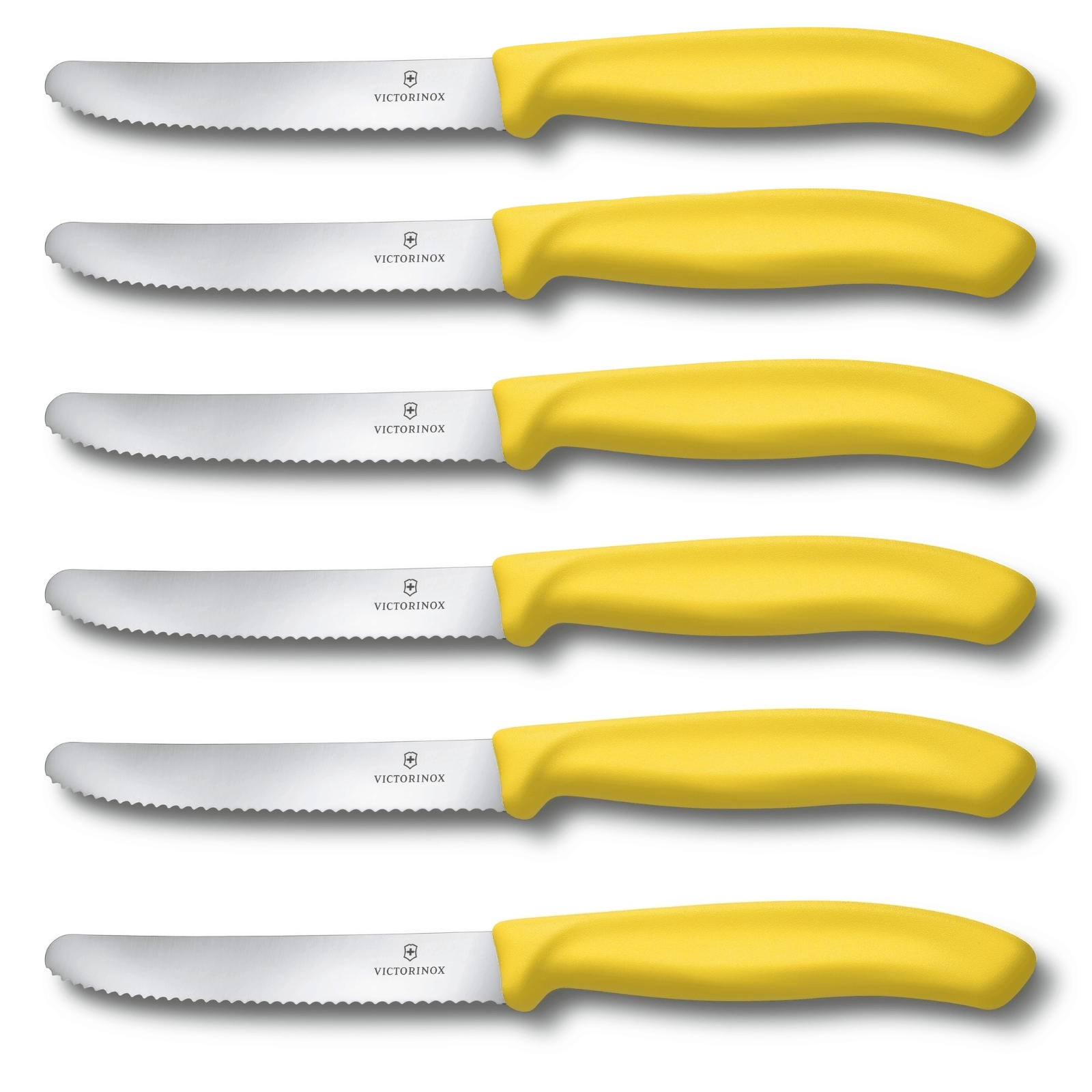 6x Gelb Victorinox Gemüsemesser Wellenschliff Tafelmesser Küchenmesser Brotzeitmesser