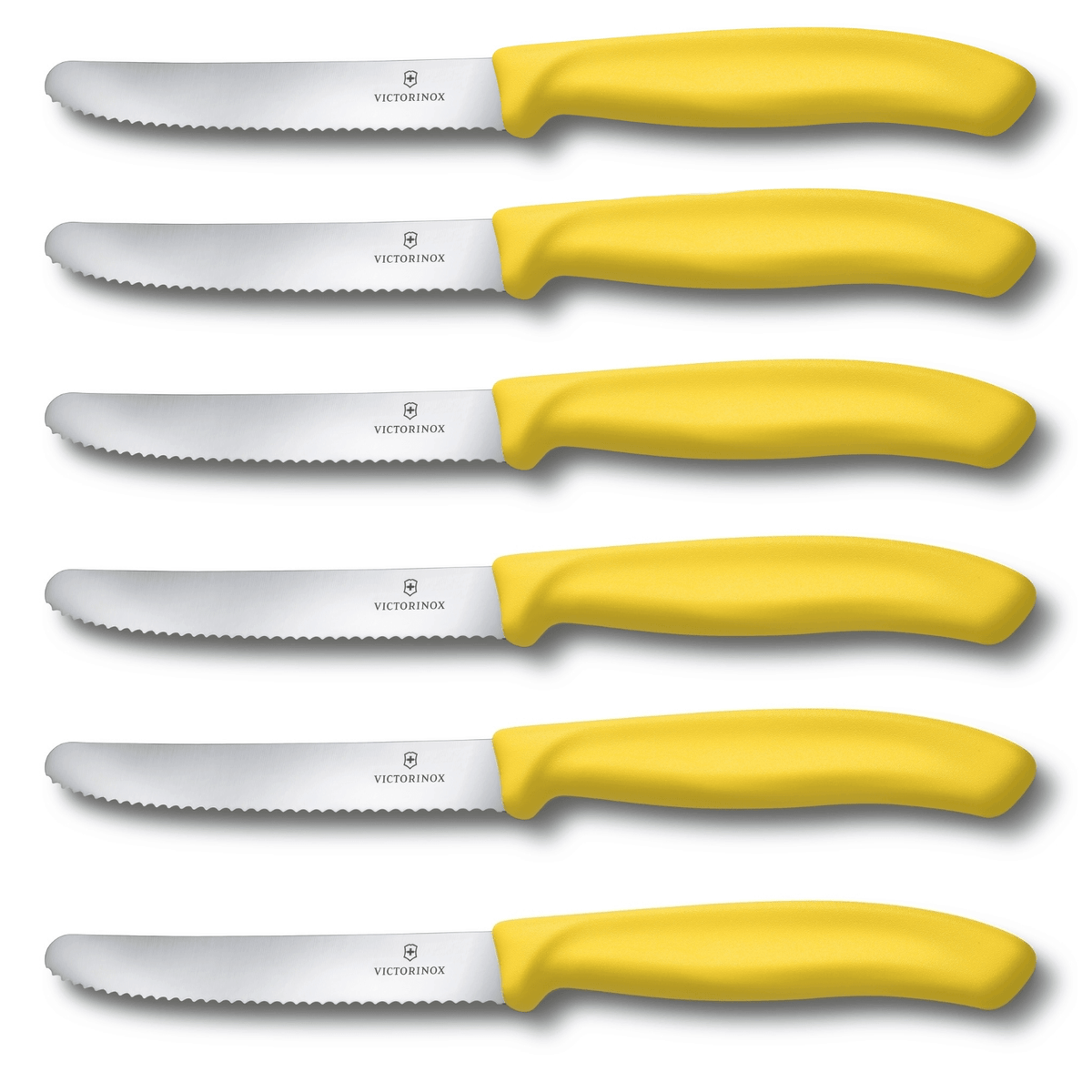 6x Gelb Victorinox Gemüsemesser Wellenschliff Tafelmesser Küchenmesser Brotzeitmesser