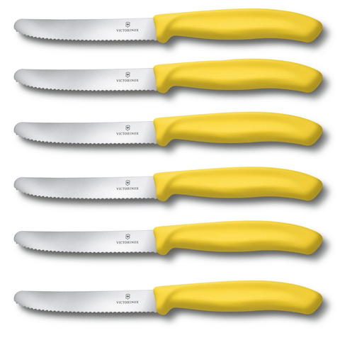 6x Gelb Victorinox Gemüsemesser Wellenschliff Tafelmesser Küchenmesser Brotzeitmesser