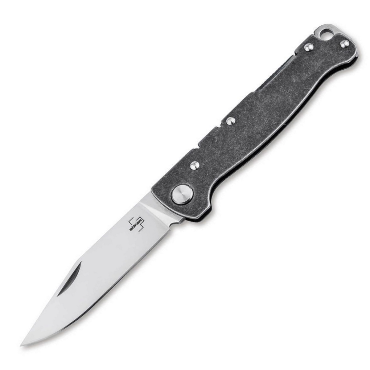 Böker Plus Atlas Backlock Clippoint – Taschenmesser mit D2 Stahl & Edelstahlgriff | EDC Messer
