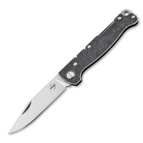 Böker Plus Atlas Backlock Clippoint – Taschenmesser mit D2 Stahl & Edelstahlgriff | EDC Messer