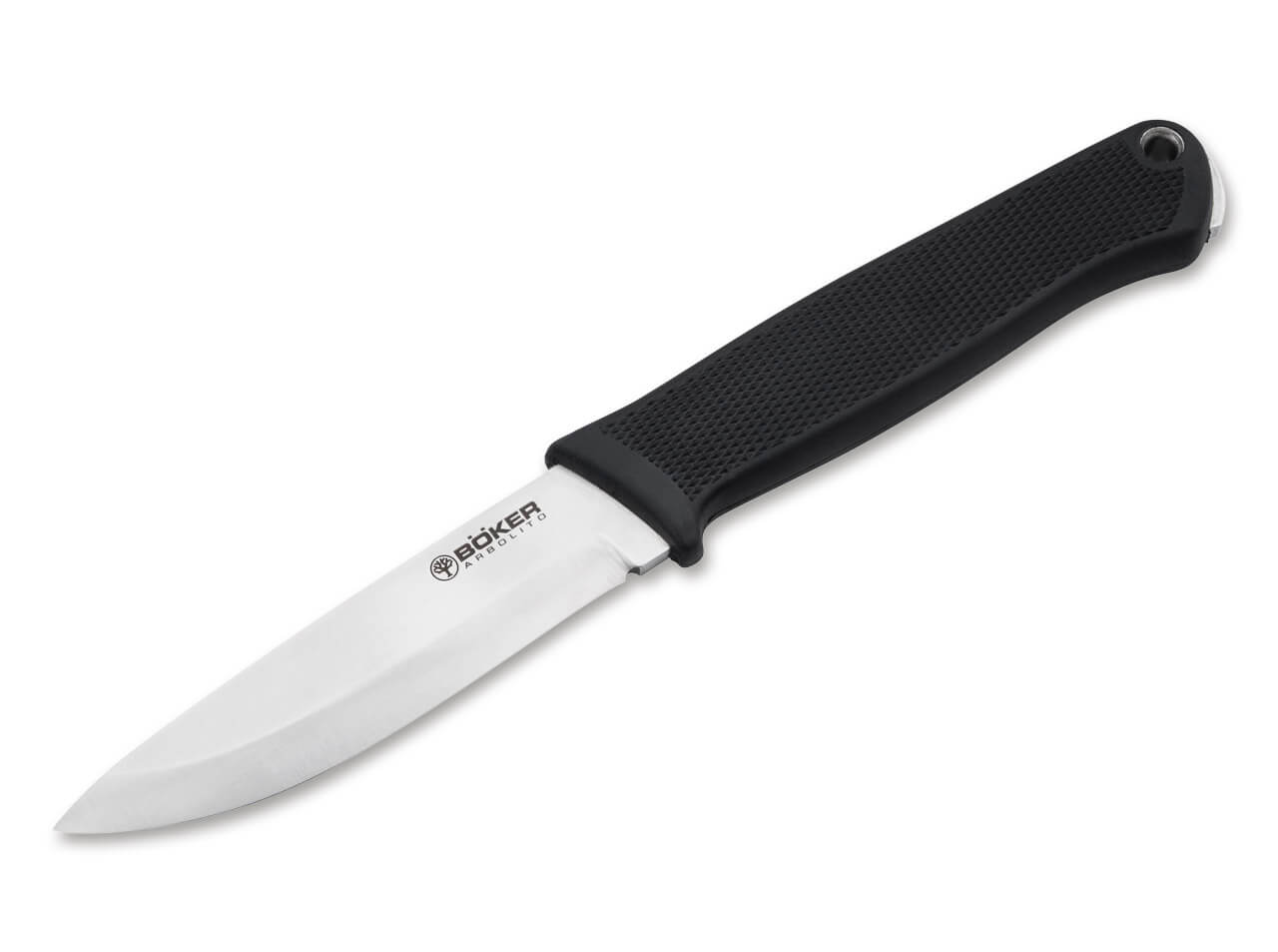 Böker Arbolito BK-1 – Bushcraft Messer N690 Stahl, TPE Griff, Lederscheide