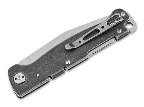 Böker Plus Atlas Backlock Clippoint – Taschenmesser mit D2 Stahl & Edelstahlgriff | EDC Messer