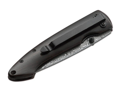 Böker Plus Damascus Gent I Taschenmesser Damaststahl Ebenholz Linerlock Messer Böker Plus