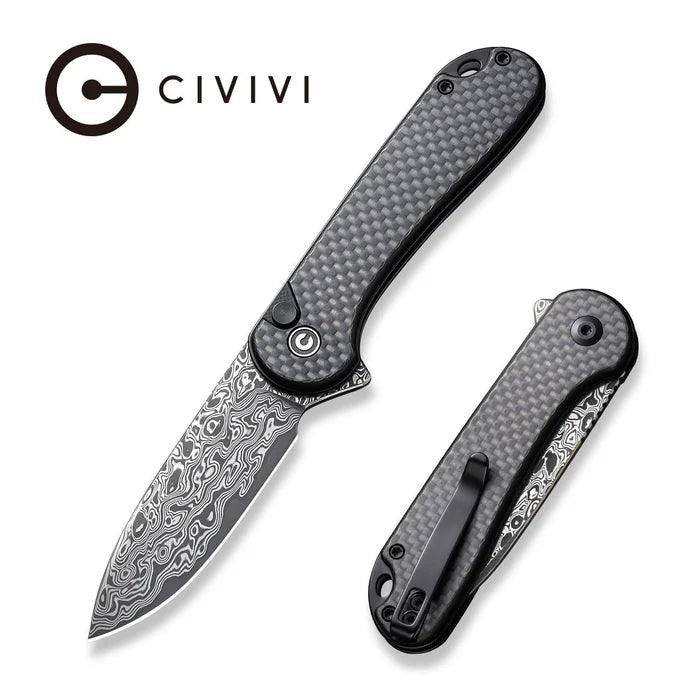 CIVIVI Button Lock Elementum II CF Damascus C18062PB-DS1