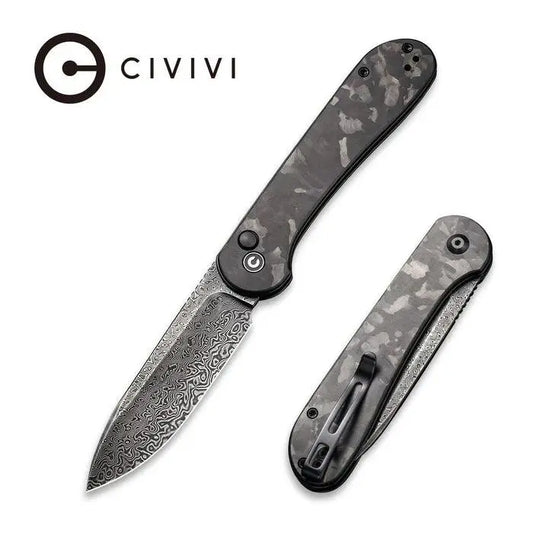 CIVIVI Elementum C2103DS-3 – geöffnetes Taschenmesser mit Damast-Klinge