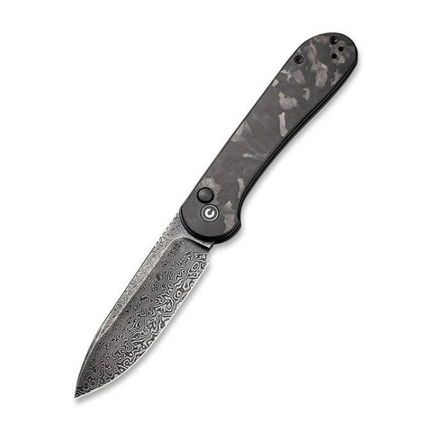 CIVIVI Button Lock Elementum Damascus CF C2103DS-3