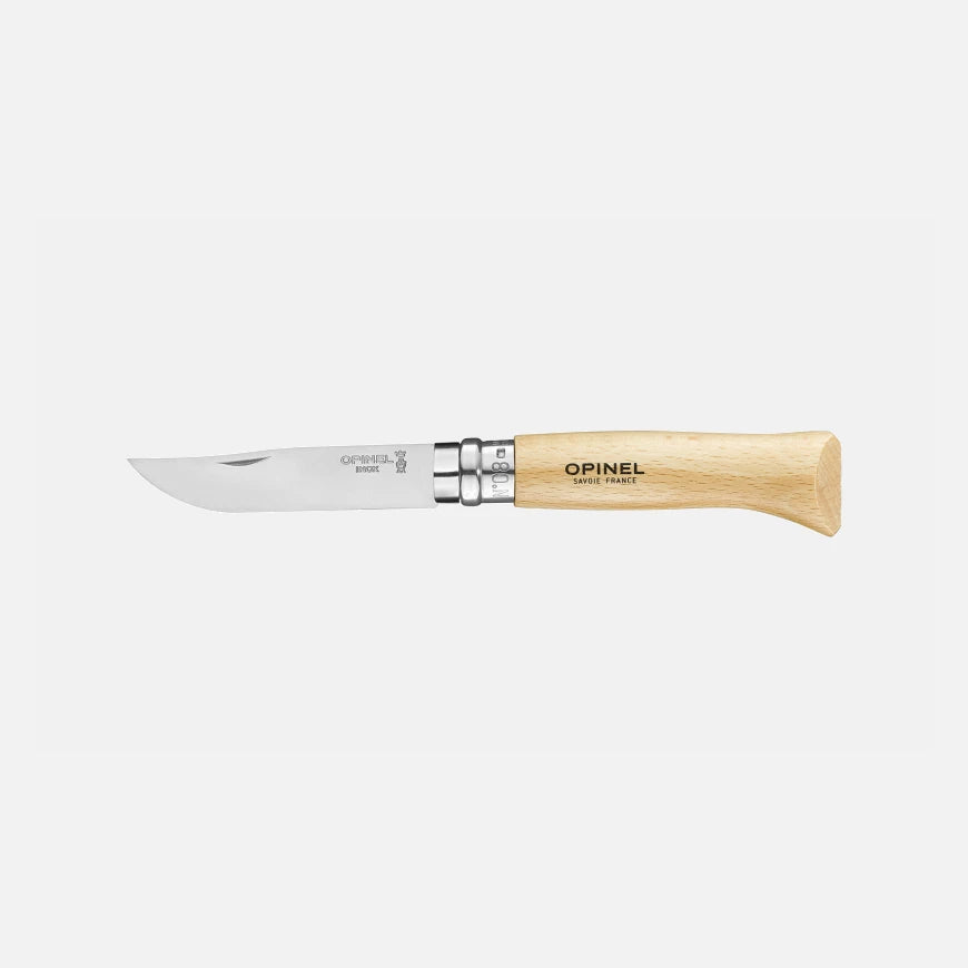 Opinel Inox Taschenmesser N°08 – Klassiker mit rostfreier Edelstahlklinge & Buchenholzgriff Opinel