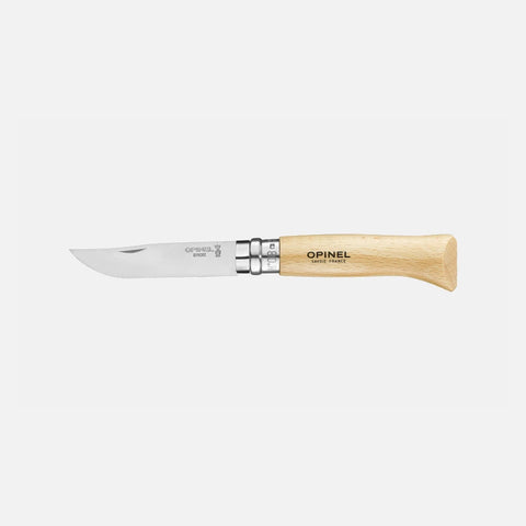 Opinel Inox Taschenmesser N°08 – Klassiker mit rostfreier Edelstahlklinge & Buchenholzgriff Opinel