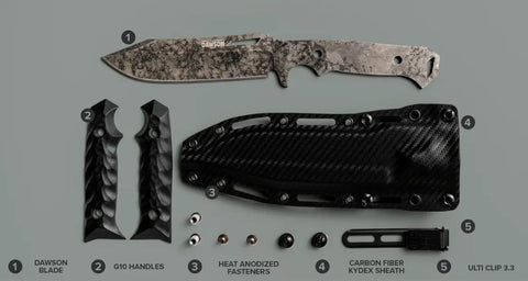 Dawson Knives Shepherd XL 80CrV2 Outdoormesser – Wildfire und Rainstorm