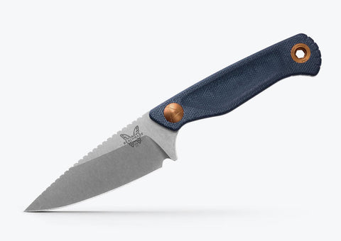 Benchmade 203-04 Dacian Stonewash – MagnaCut Fixed Blade mit Denim Micarta & Lederscheide Benchmade
