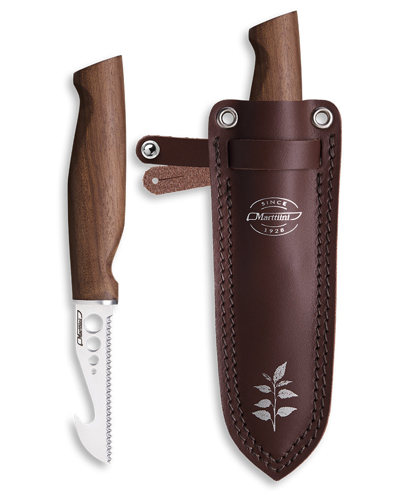 Marttiini Kräutermesser Kerääjä – Edelstahlklinge mit Lochungen, Birkengriff & Lederscheide