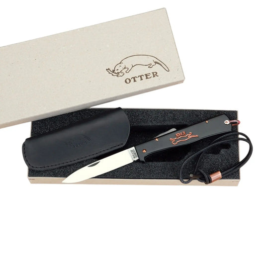 OTTER Mercator Kupfer Katze – Black Cat K55K mit Lederetui & Lederband Otter