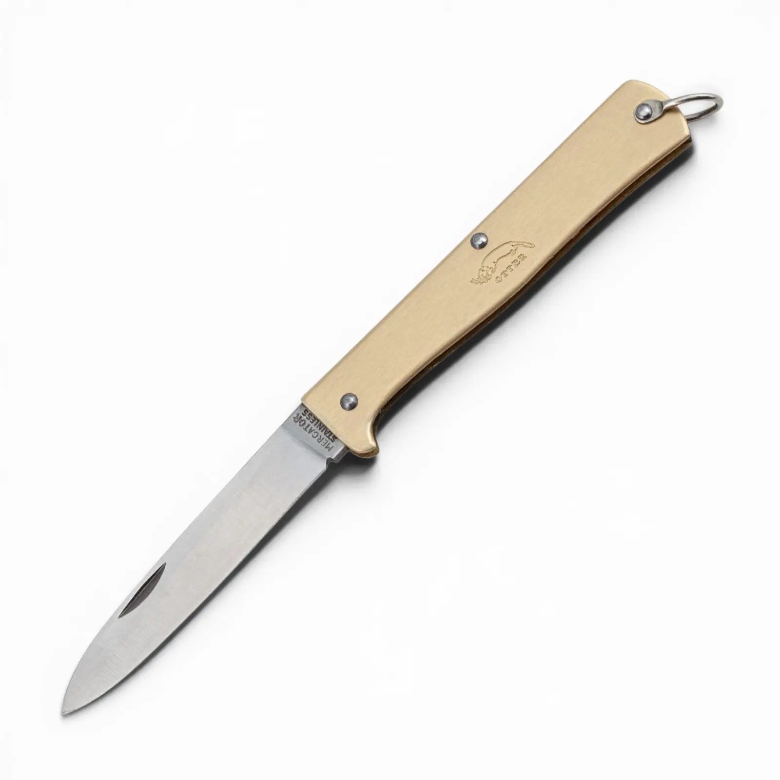 OTTER Mercator Messing klein – Kompaktes Klappmesser mit Messinggriff, §42a konform, Solingen Otter