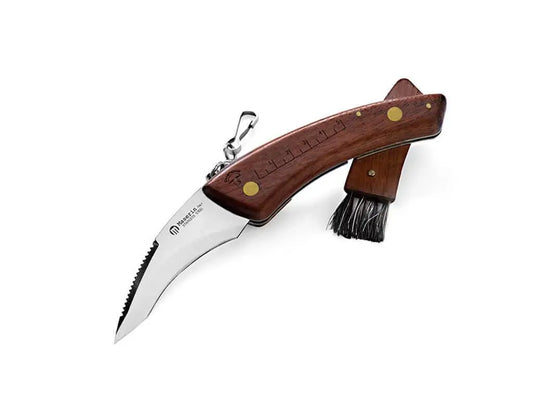 Maserin 808 Pilzmesser Bubingaholz – gebogene Klinge + Bürste – Slipjoint Maserin